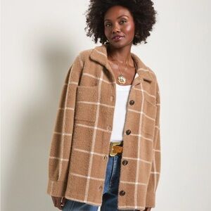 Women's Tan Plaid Shacket